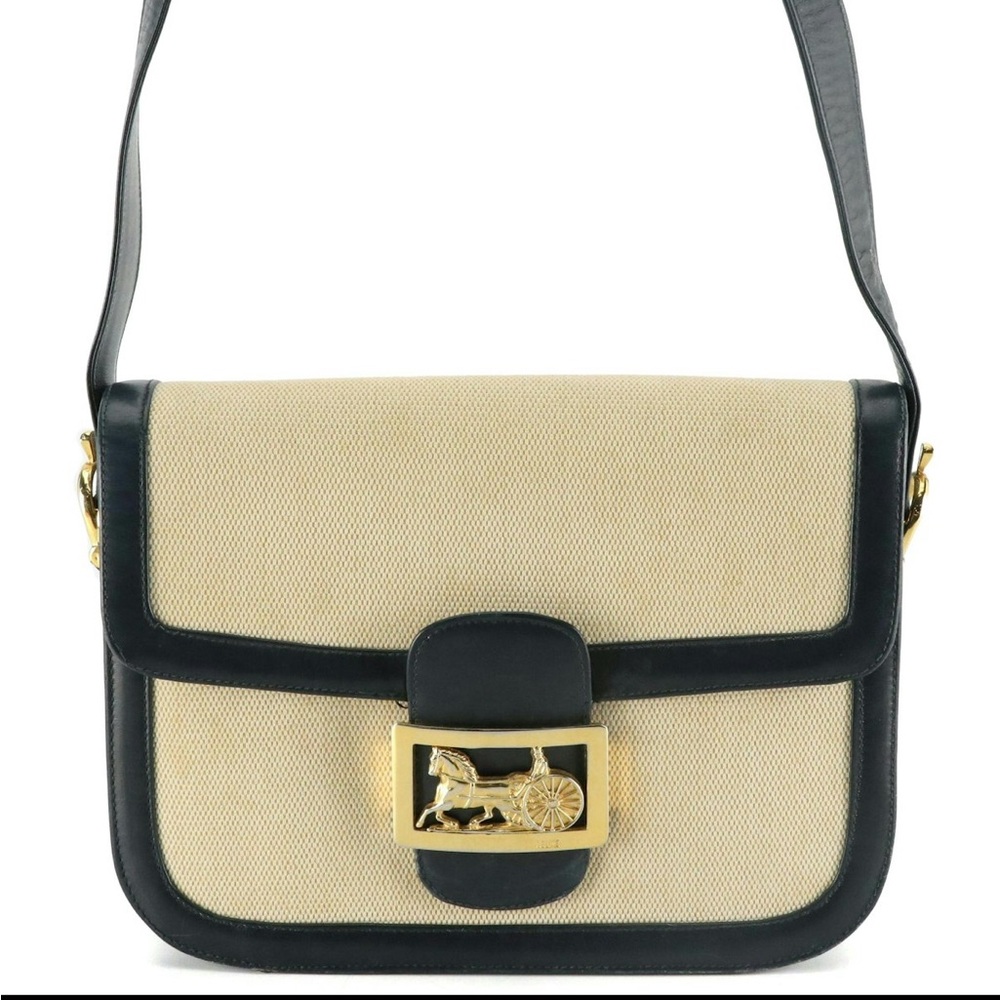 *Ultra Rare* Celine vintage bag - Leather and Canvas horse carriage buckle